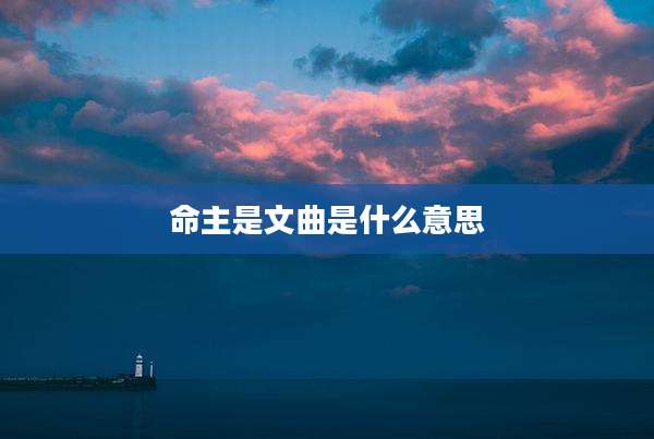 命主是文曲是什么意思