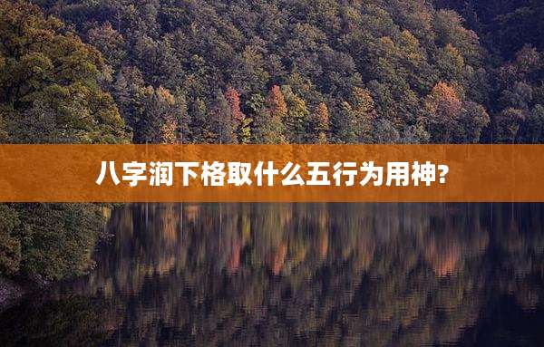 八字润下格取什么五行为用神?