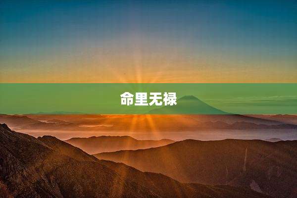 命里无禄