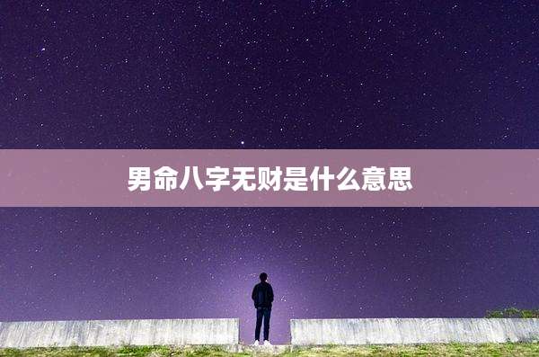男命八字无财是什么意思