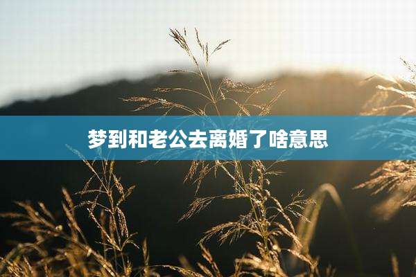 梦到和老公去离婚了啥意思