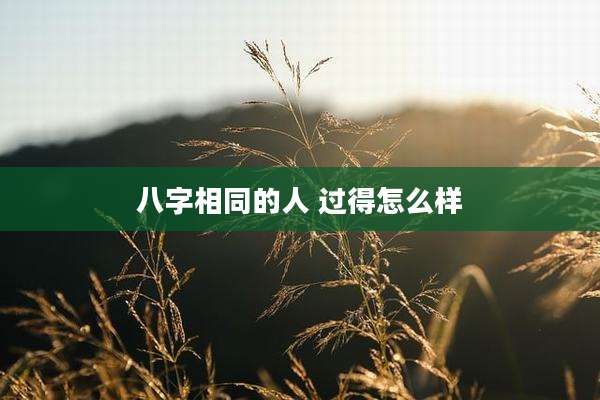 八字相同的人 过得怎么样