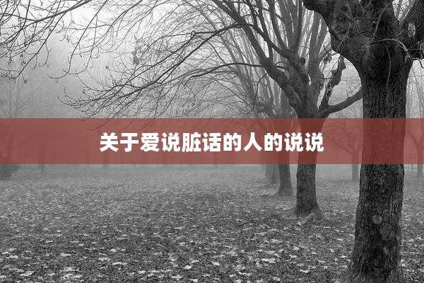 关于爱说脏话的人的说说