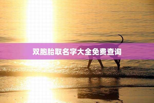 双胞胎取名字大全免费查询
