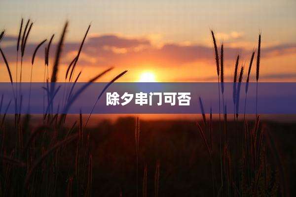 除夕串门可否