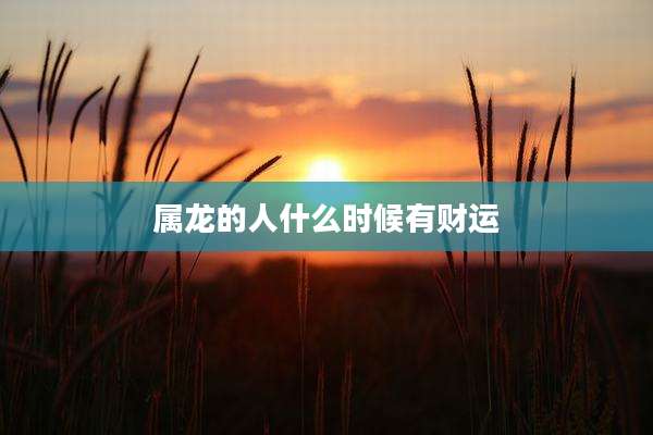 属龙的人什么时候有财运