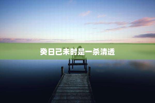 癸日己未时是一杀清透