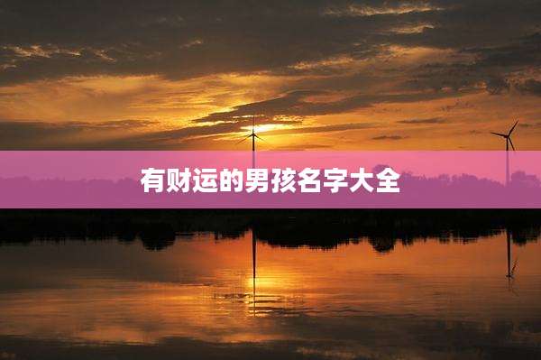 有财运的男孩名字大全