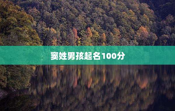 窦姓男孩起名100分