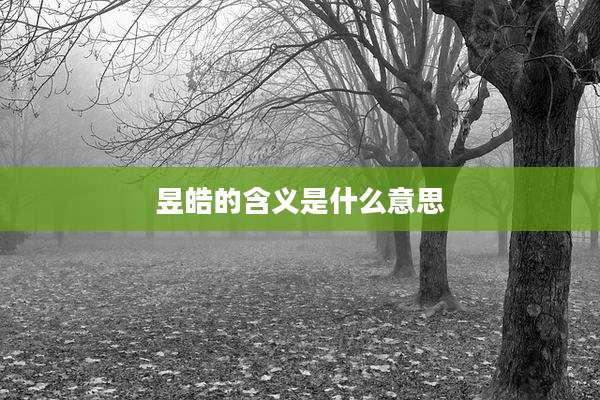 昱皓的含义是什么意思