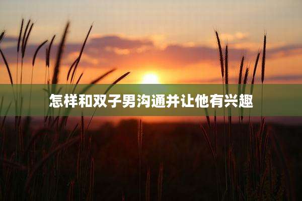 怎样和双子男沟通并让他有兴趣