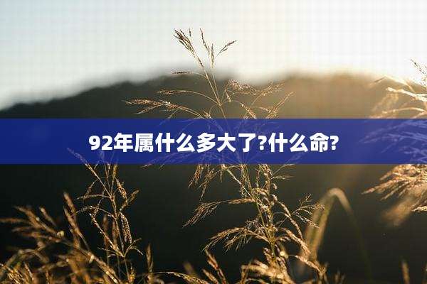 92年属什么多大了?什么命?
