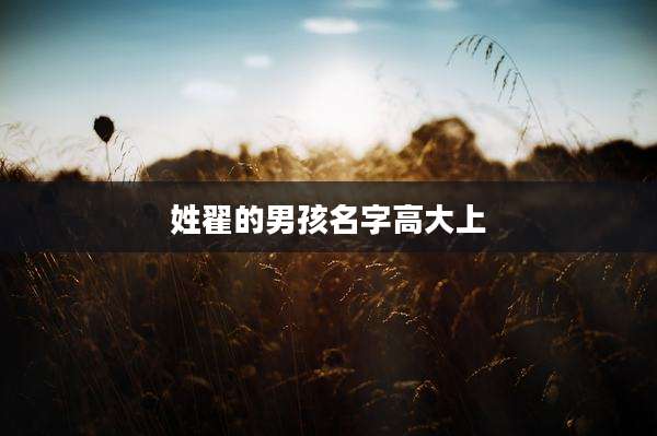 姓翟的男孩名字高大上