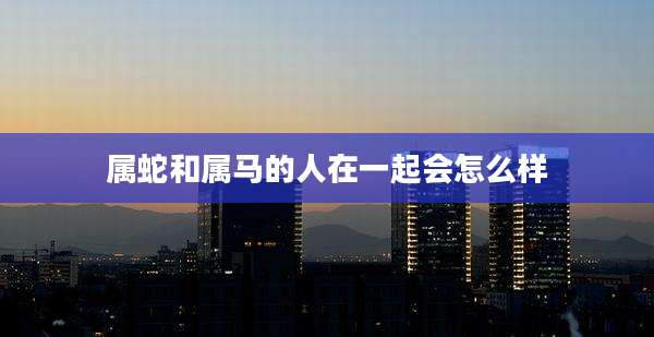 属蛇和属马的人在一起会怎么样