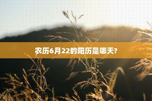 农历6月22的阳历是哪天?