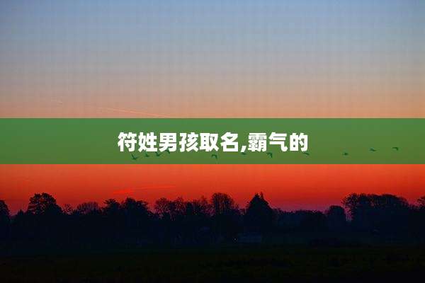 符姓男孩取名,霸气的