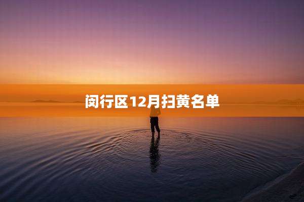 闵行区12月扫黄名单
