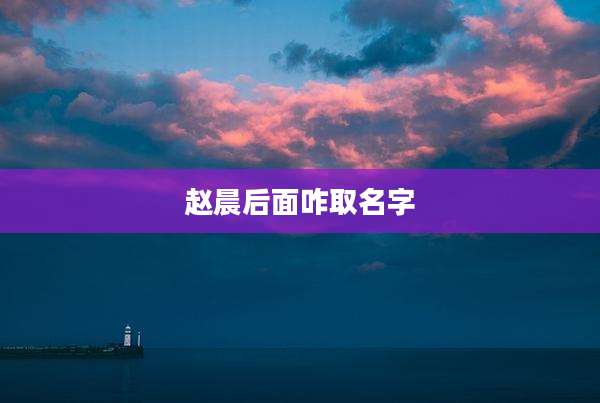 赵晨后面咋取名字