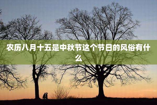 农历八月十五是中秋节这个节日的风俗有什么