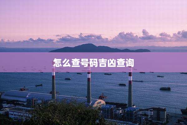 怎么查号码吉凶查询
