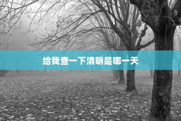 给我查一下清明是哪一天