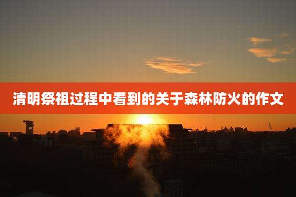 清明祭祖过程中看到的关于森林防火的作文
