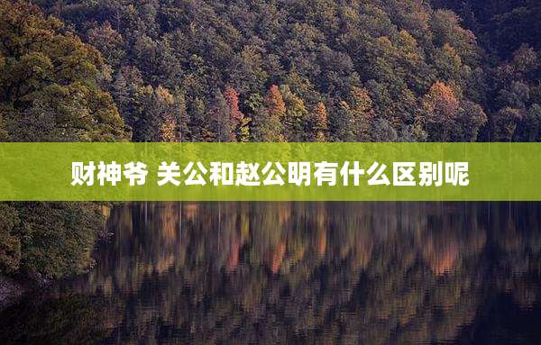 财神爷 关公和赵公明有什么区别呢