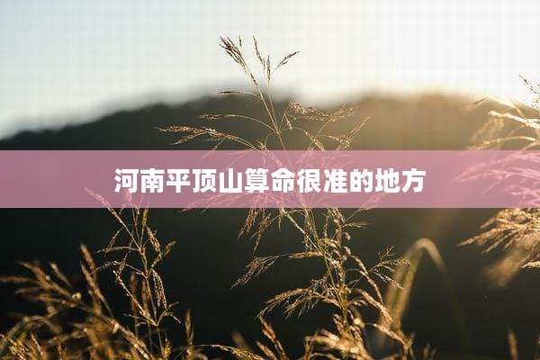 河南平顶山算命很准的地方