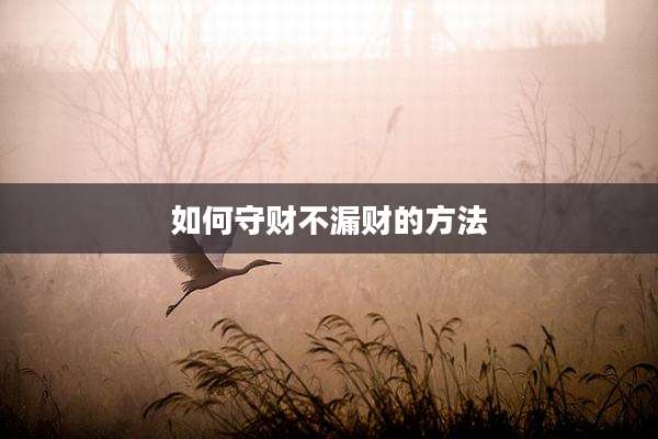如何守财不漏财的方法