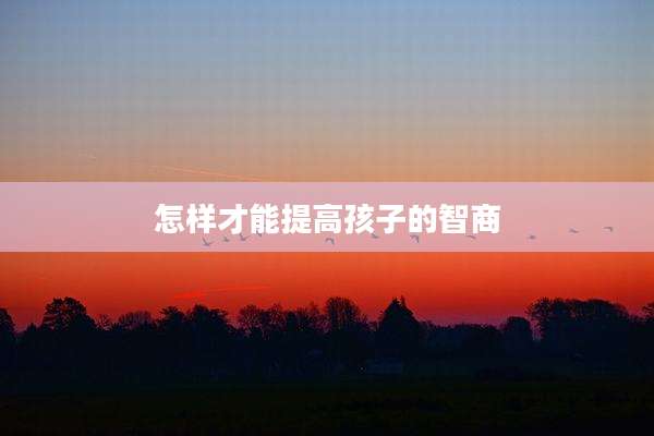 怎样才能提高孩子的智商