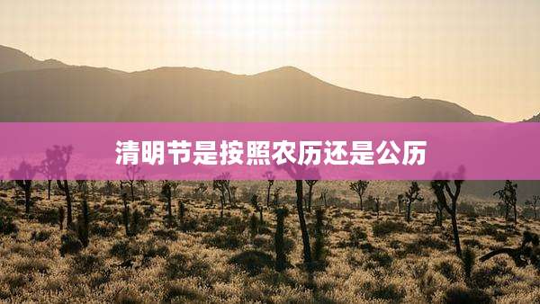 清明节是按照农历还是公历