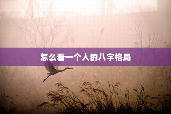 怎么看一个人的八字格局