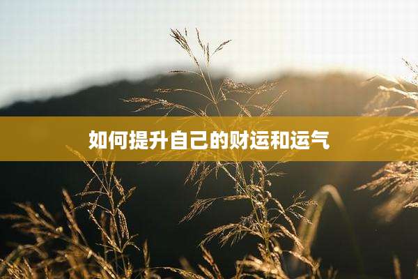 如何提升自己的财运和运气