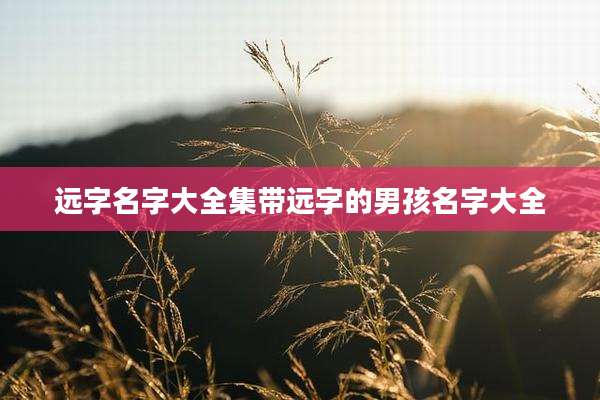 远字名字大全集带远字的男孩名字大全