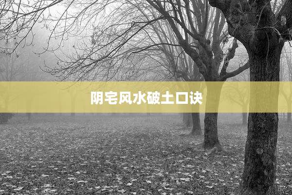 阴宅风水破土口诀