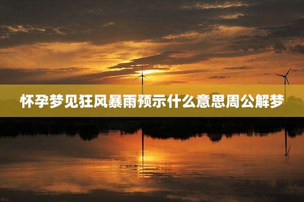 怀孕梦见狂风暴雨预示什么意思周公解梦