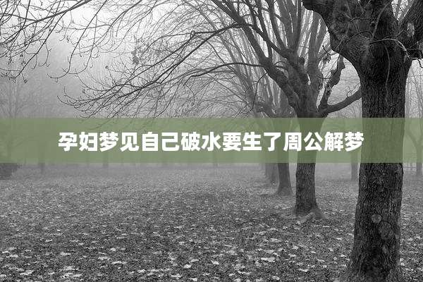孕妇梦见自己破水要生了周公解梦