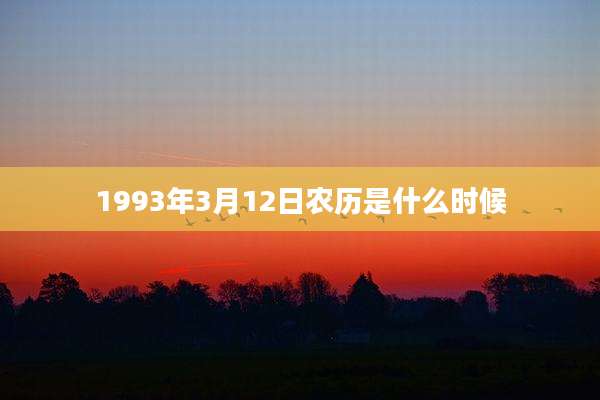 1993年3月12日农历是什么时候