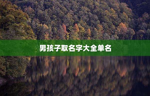 男孩子取名字大全单名