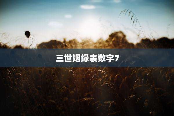 三世姻缘表数字7