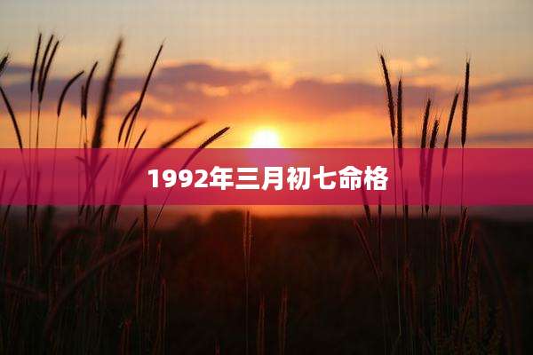 1992年三月初七命格