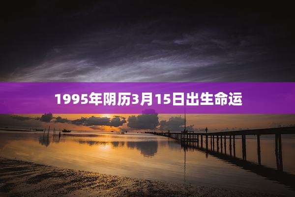 1995年阴历3月15日出生命运