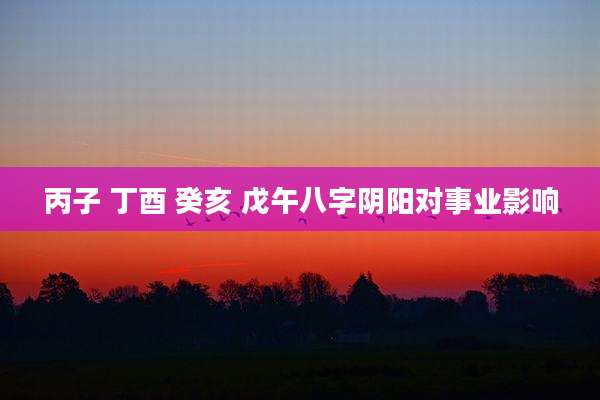 丙子 丁酉 癸亥 戊午八字阴阳对事业影响
