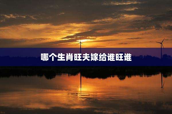 哪个生肖旺夫嫁给谁旺谁