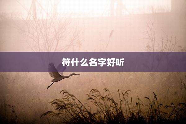 符什么名字好听