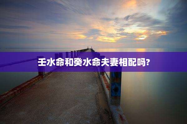 壬水命和癸水命夫妻相配吗?