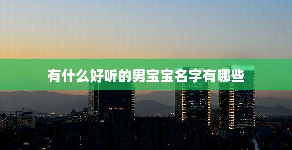 有什么好听的男宝宝名字有哪些