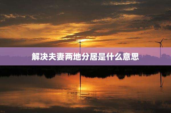 解决夫妻两地分居是什么意思
