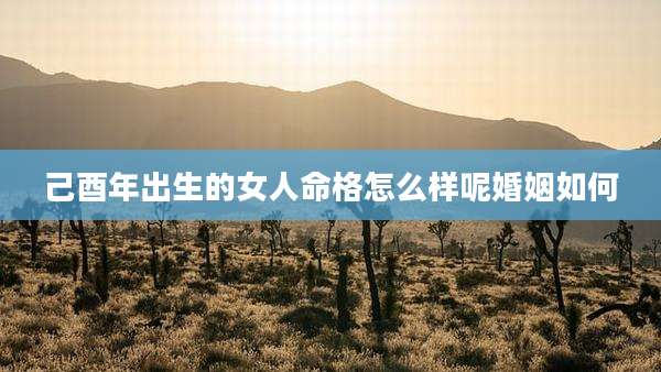 己酉年出生的女人命格怎么样呢婚姻如何