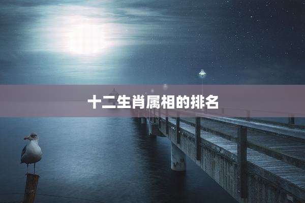 十二生肖属相的排名